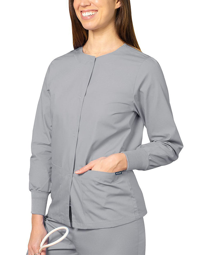 Adar 29 Inch Women's Two Pockets Warm Up Scrub Lab Jacket - Silver Gray