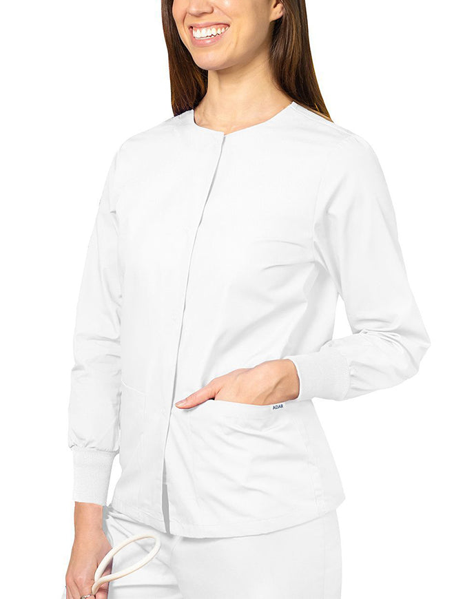 Adar 29 Inch Women's Two Pockets Warm Up Scrub Lab Jacket - White