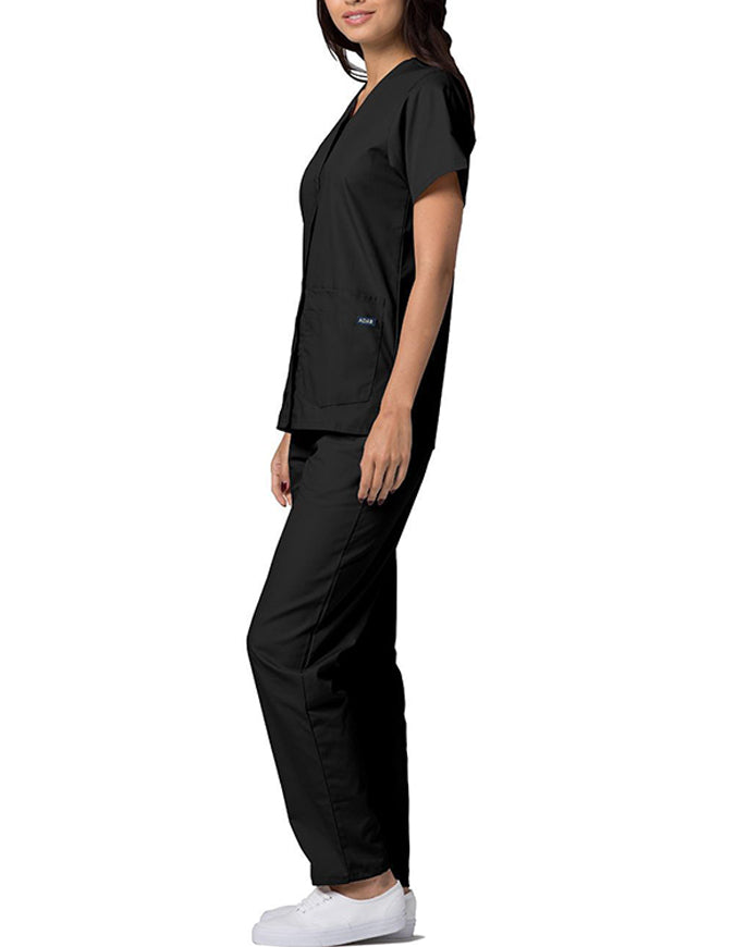 Adar 27.5 Inch Women's Snap-Front Nursing Scrub Top - Black