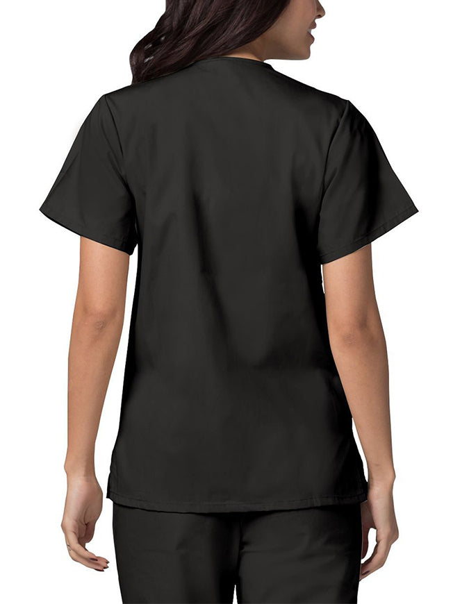 Adar 27.5 Inch Women's Snap-Front Nursing Scrub Top - Black