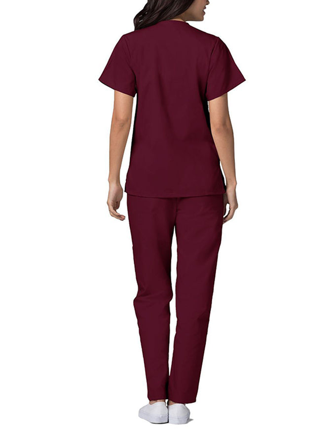 Adar 27.5 Inch Women's Snap-Front Nursing Scrub Top - Burgundy