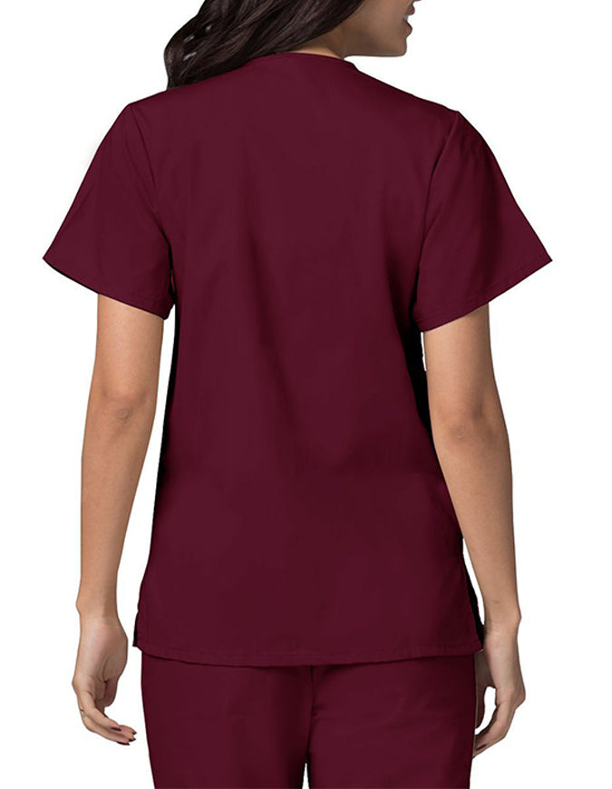 Adar 27.5 Inch Women's Snap-Front Nursing Scrub Top - Burgundy