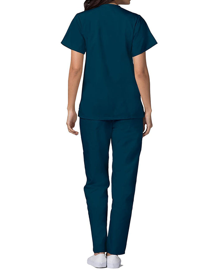 Adar 27.5 Inch Women's Snap-Front Nursing Scrub Top - Caribbean Blue