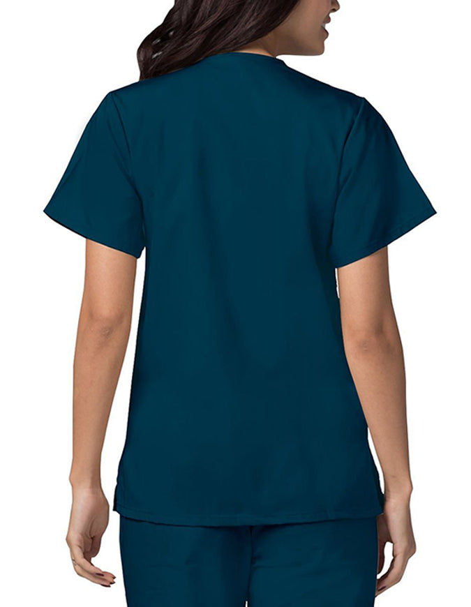 Adar 27.5 Inch Women's Snap-Front Nursing Scrub Top - Caribbean Blue