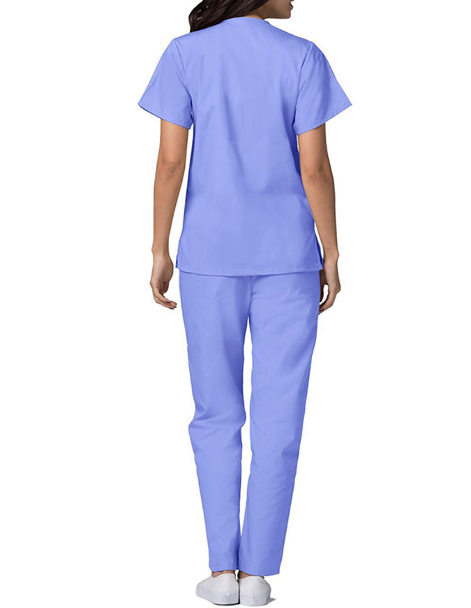 Adar 27.5 Inch Women's Snap-Front Nursing Scrub Top - Ceil Blue