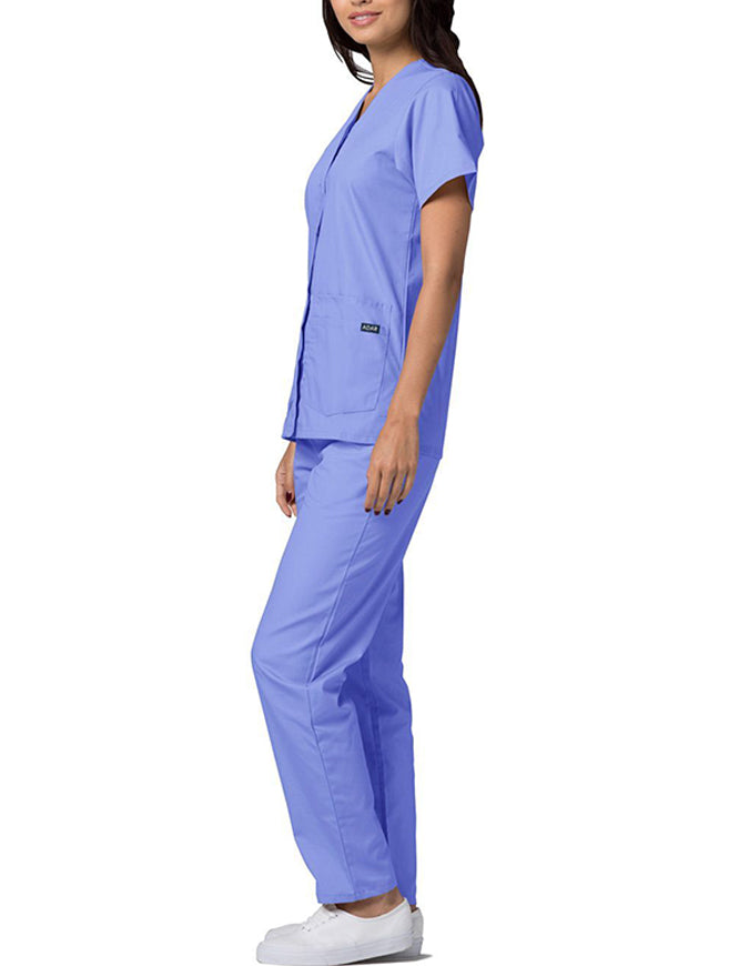 Adar 27.5 Inch Women's Snap-Front Nursing Scrub Top - Ceil Blue