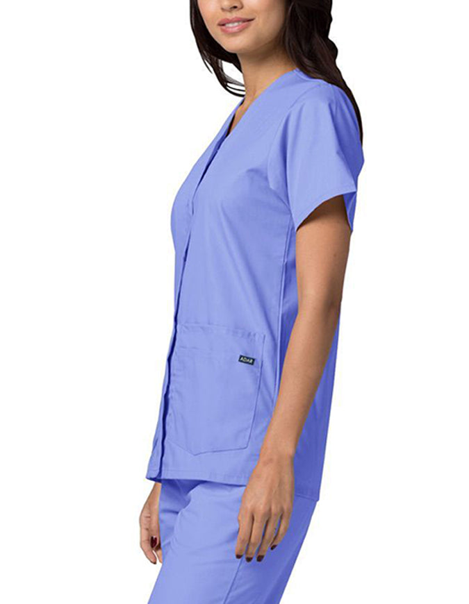 Adar 27.5 Inch Women's Snap-Front Nursing Scrub Top - Ceil Blue