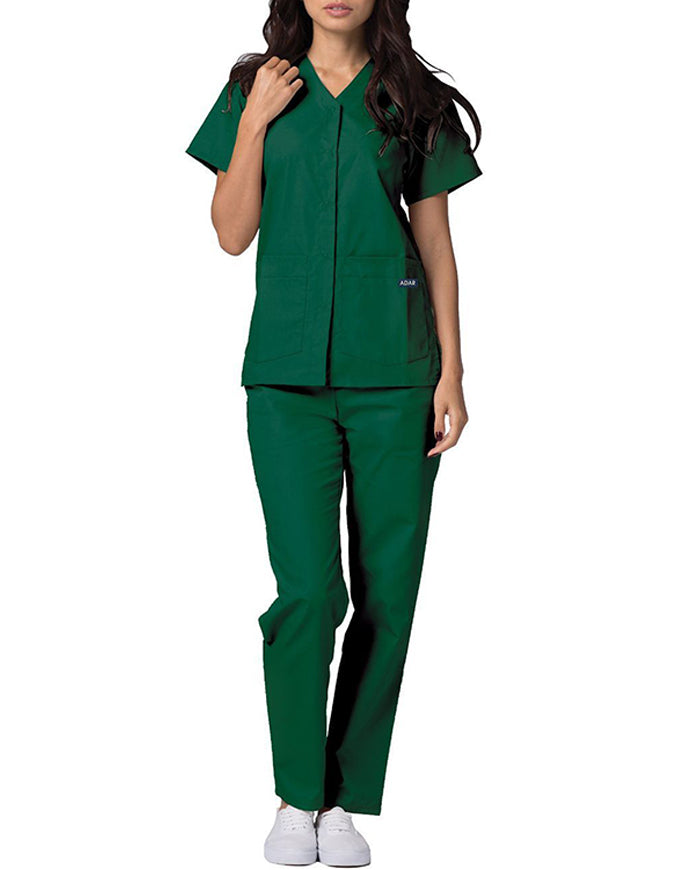 Adar 27.5 Inch Women's Snap-Front Nursing Scrub Top - Hunter Green