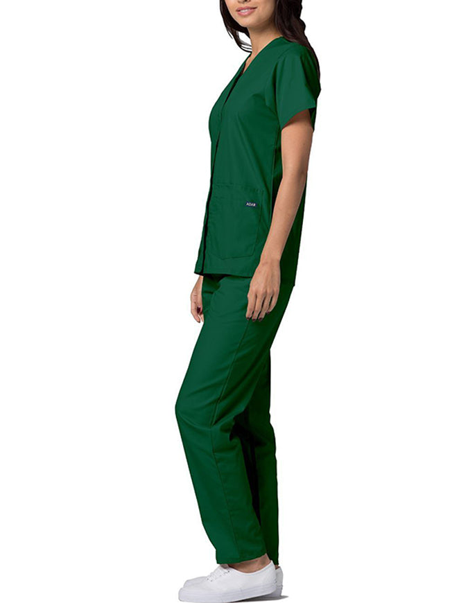 Adar 27.5 Inch Women's Snap-Front Nursing Scrub Top - Hunter Green