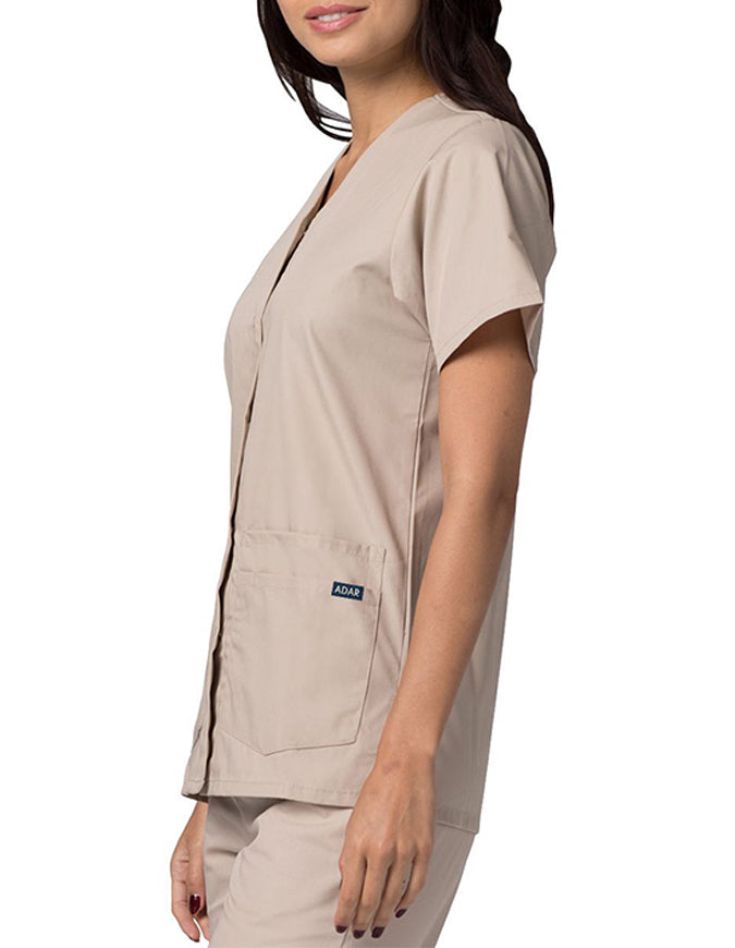 Adar 27.5 Inch Women's Snap-Front Nursing Scrub Top - Khaki