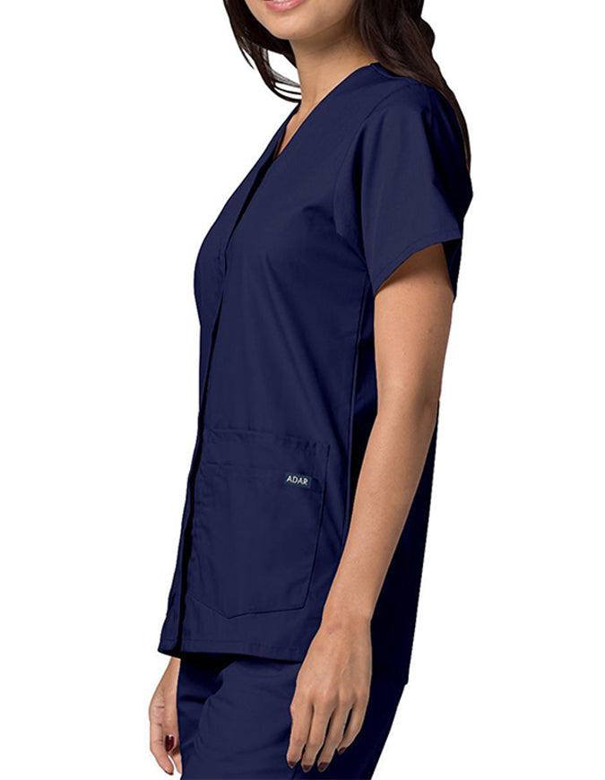 Adar 27.5 Inch Women's Snap-Front Nursing Scrub Top - Navy