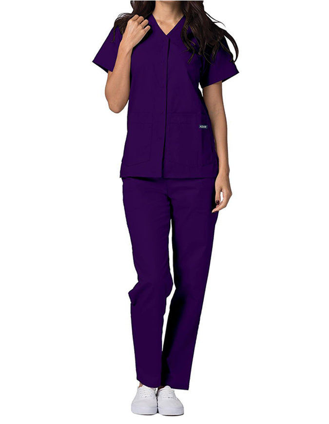 Adar 27.5 Inch Women's Snap-Front Nursing Scrub Top - Purple