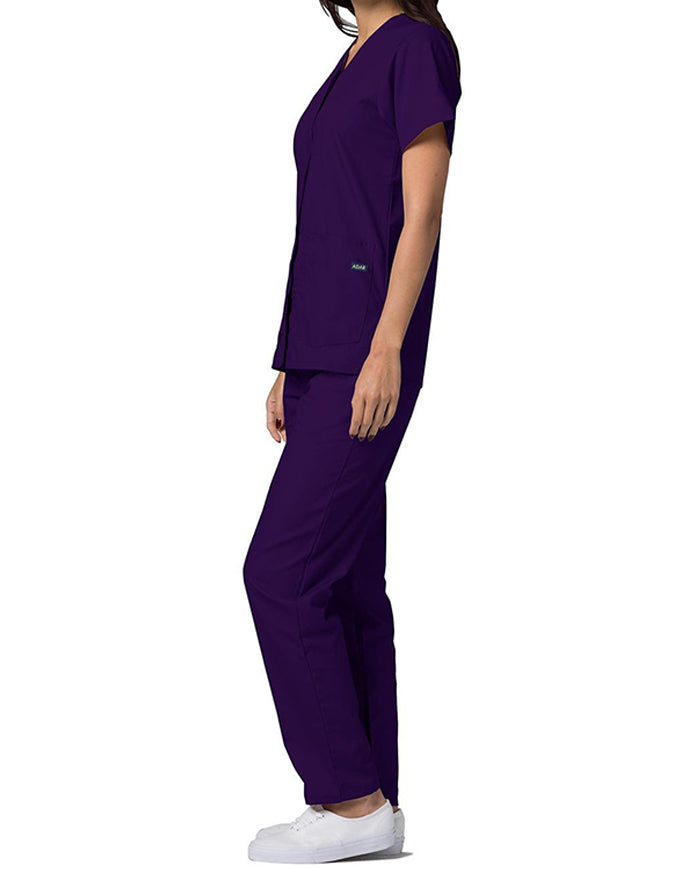 Adar 27.5 Inch Women's Snap-Front Nursing Scrub Top - Purple