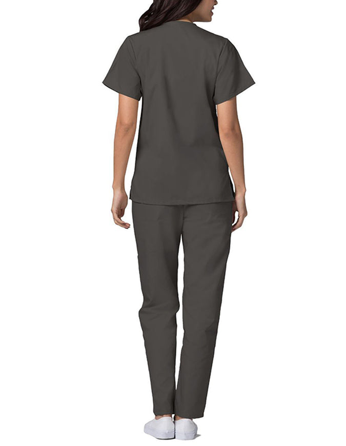 Adar 27.5 Inch Women's Snap-Front Nursing Scrub Top - Pewter