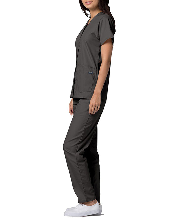 Adar 27.5 Inch Women's Snap-Front Nursing Scrub Top - Pewter