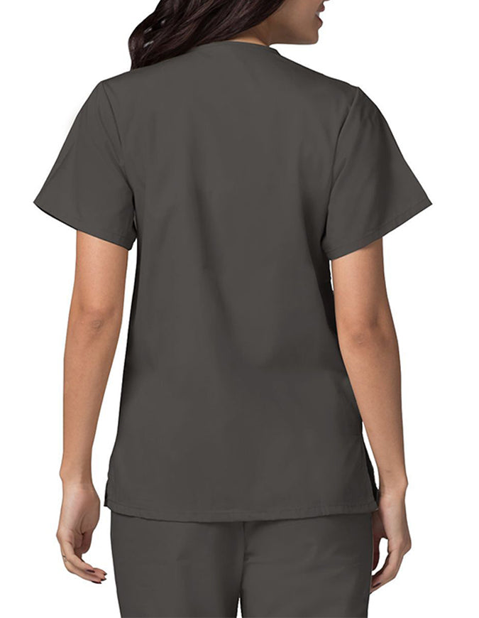 Adar 27.5 Inch Women's Snap-Front Nursing Scrub Top - Pewter