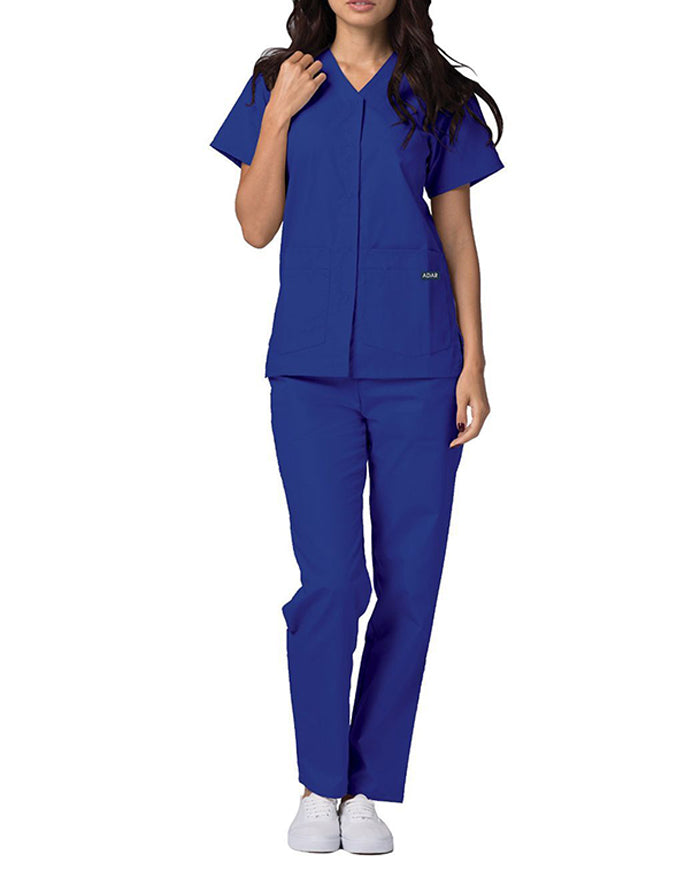 Adar 27.5 Inch Women's Snap-Front Nursing Scrub Top - Royal Blue