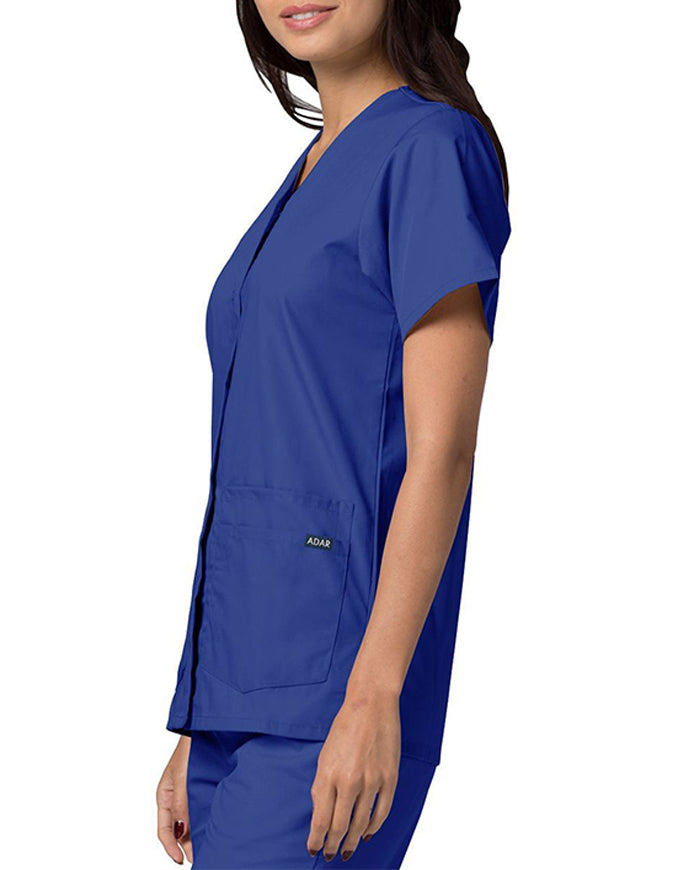 Adar 27.5 Inch Women's Snap-Front Nursing Scrub Top - Royal Blue