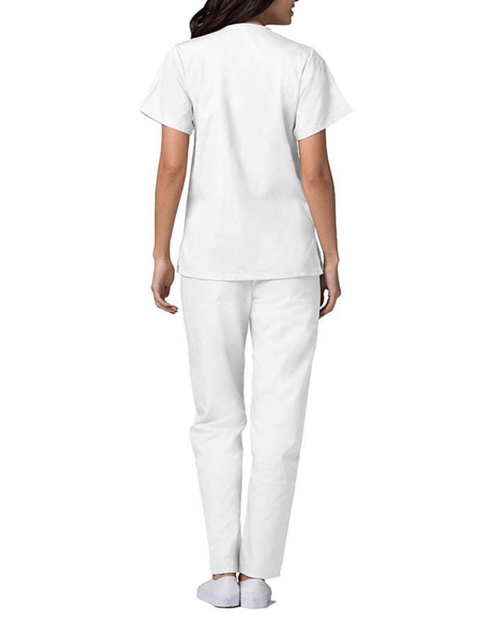 Adar 27.5 Inch Women's Snap-Front Nursing Scrub Top - White