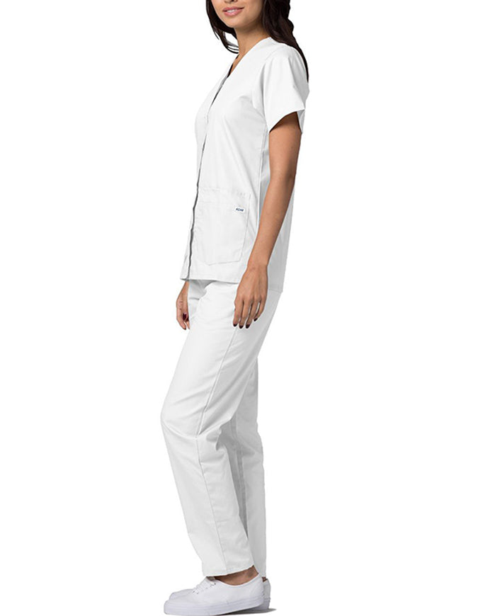 Adar 27.5 Inch Women's Snap-Front Nursing Scrub Top - White