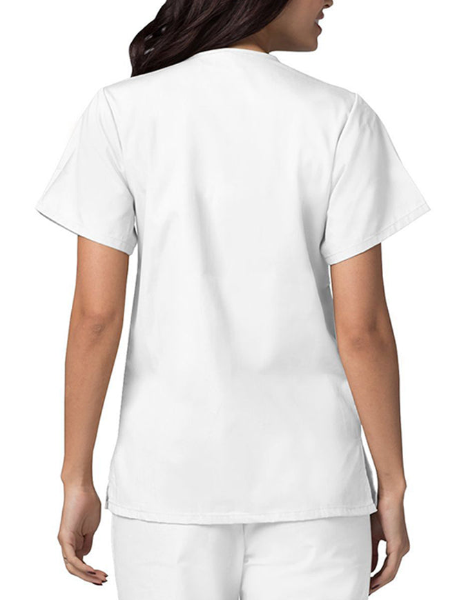 Adar 27.5 Inch Women's Snap-Front Nursing Scrub Top - White