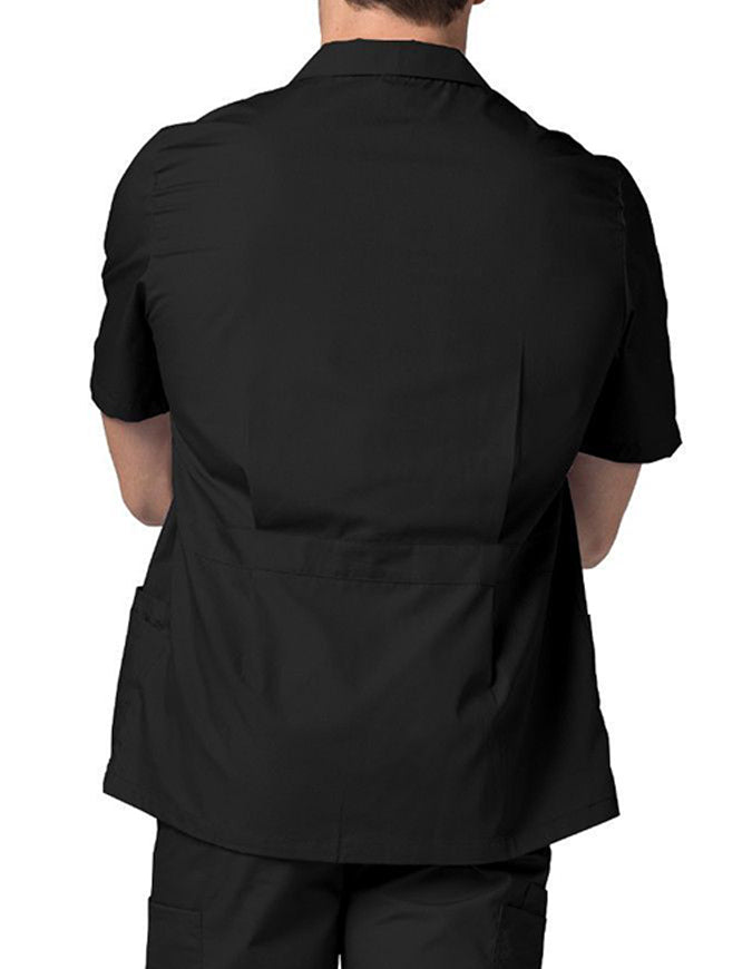 Adar 29 Inch Men Zippered Short Sleeve Colored Medical Scrub Jacket - black