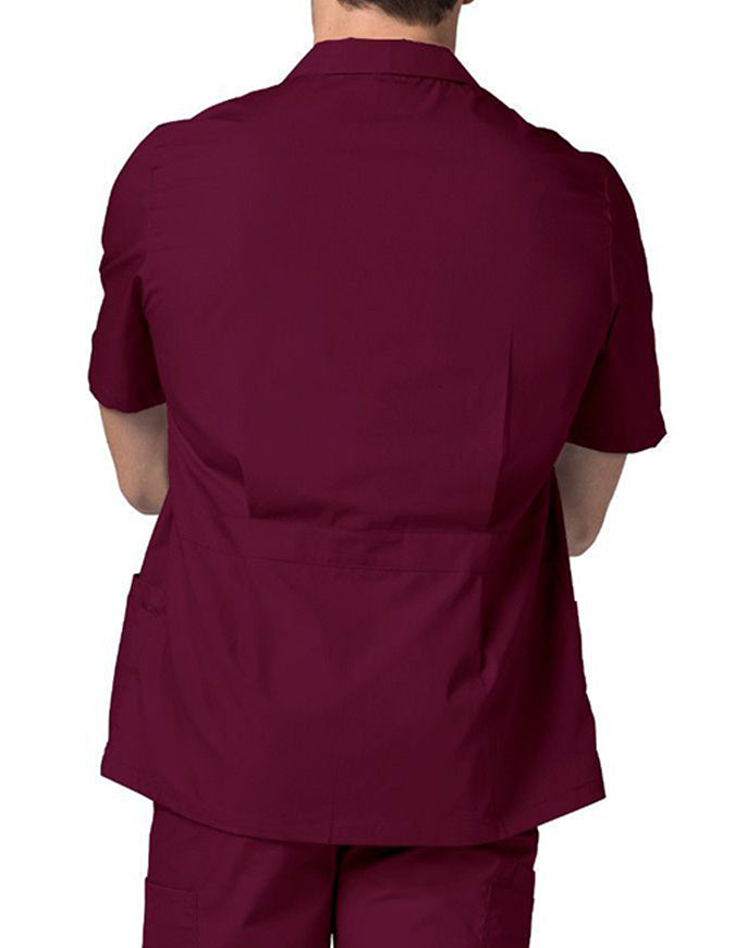 Adar 29 Inch Men Zippered Short Sleeve Colored Medical Scrub Jacket - Burgundy