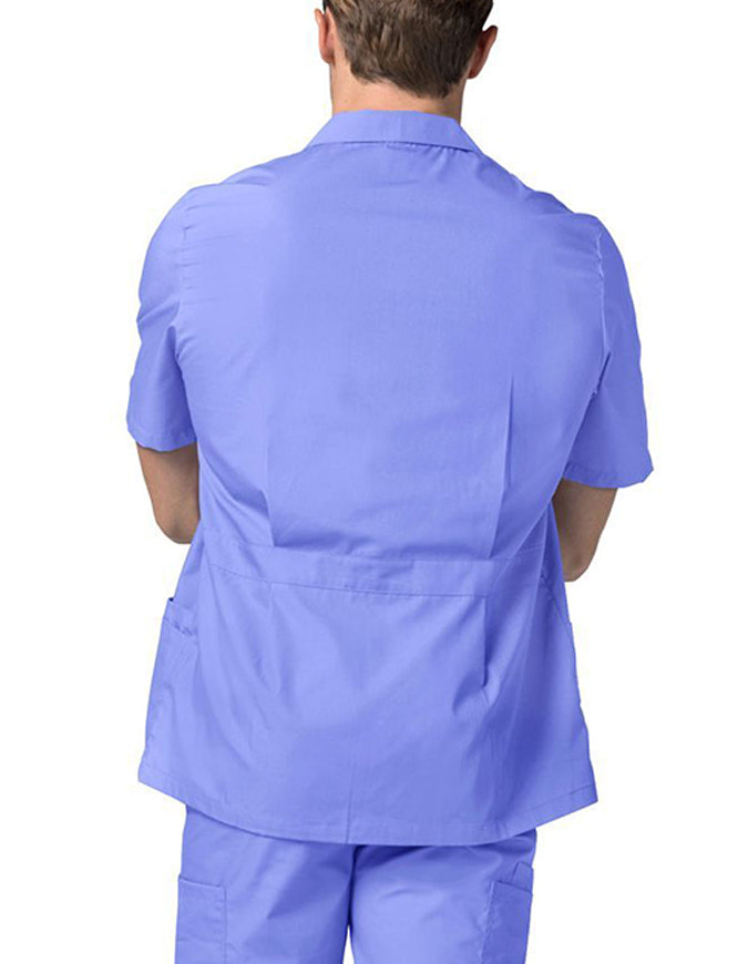 Adar 29 Inch Men Zippered Short Sleeve Colored Medical Scrub Jacket - ciel