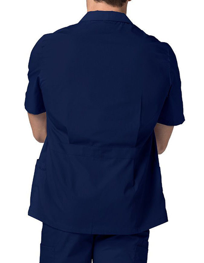 Adar 29 Inch Men Zippered Short Sleeve Colored Medical Scrub Jacket - Navy