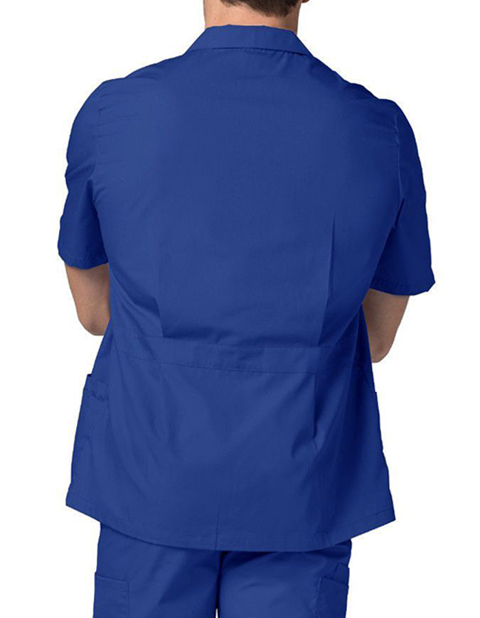 Adar 29 Inch Men Zippered Short Sleeve Colored Medical Scrub Jacket - royal