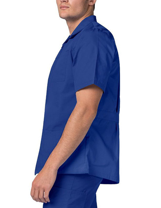 Adar 29 Inch Men Zippered Short Sleeve Colored Medical Scrub Jacket - royal