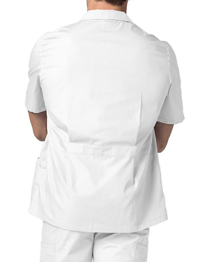 Adar 29 Inch Men Zippered Short Sleeve Colored Medical Scrub Jacket - white