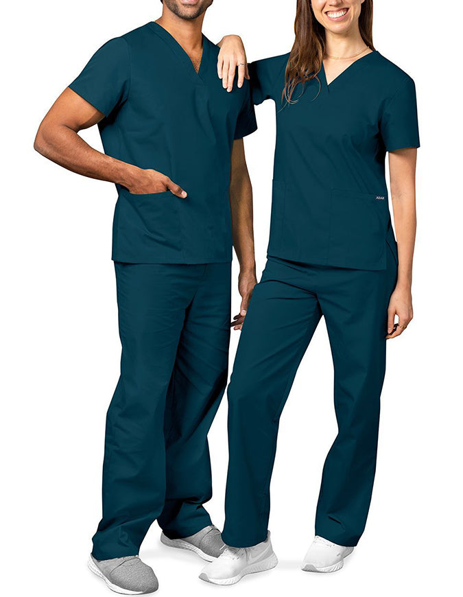 Adar Unisex V-neck Basic Scrub Set Caribbean Blue