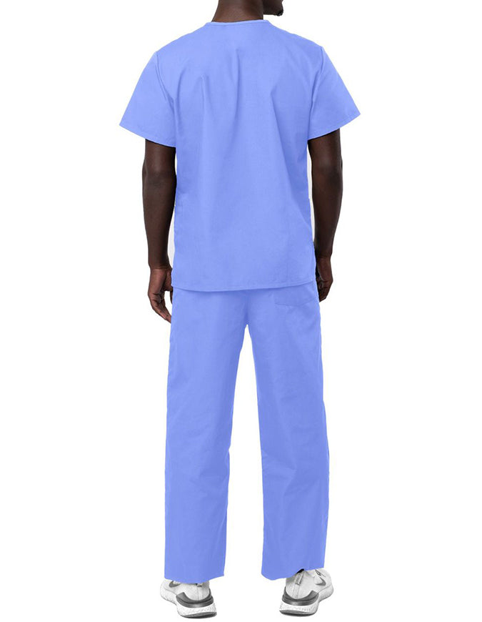 Adar Unisex V-neck Basic Scrub Set Ceil Blue