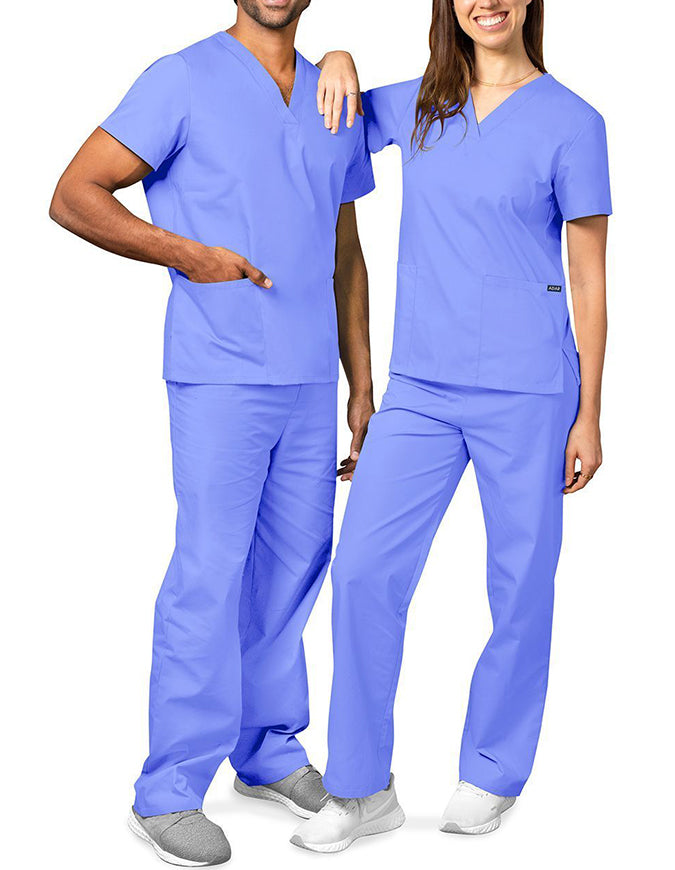 Adar Unisex V-neck Basic Scrub Set Ceil Blue