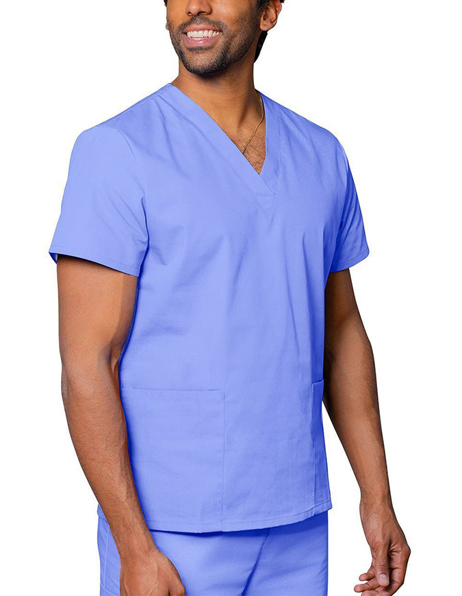 Adar Unisex V-neck Basic Scrub Set Ceil Blue