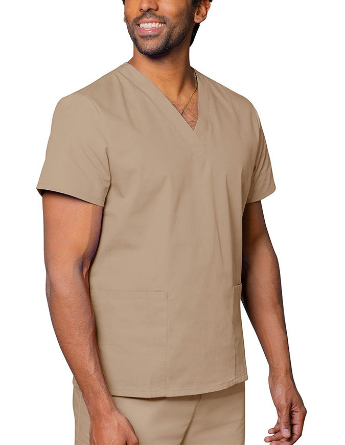 Adar Unisex V-neck Basic Scrub Set Khaki