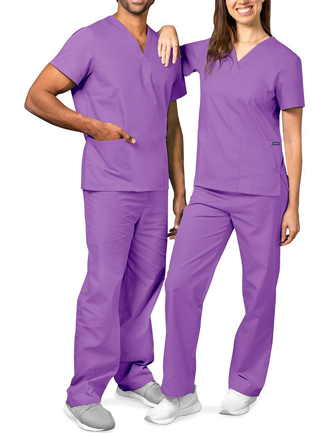 Adar Unisex V-neck Basic Scrub Set Lavender