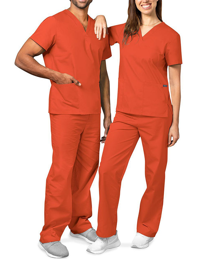 Adar Unisex V-neck Basic Scrub Set Mandarin Orange