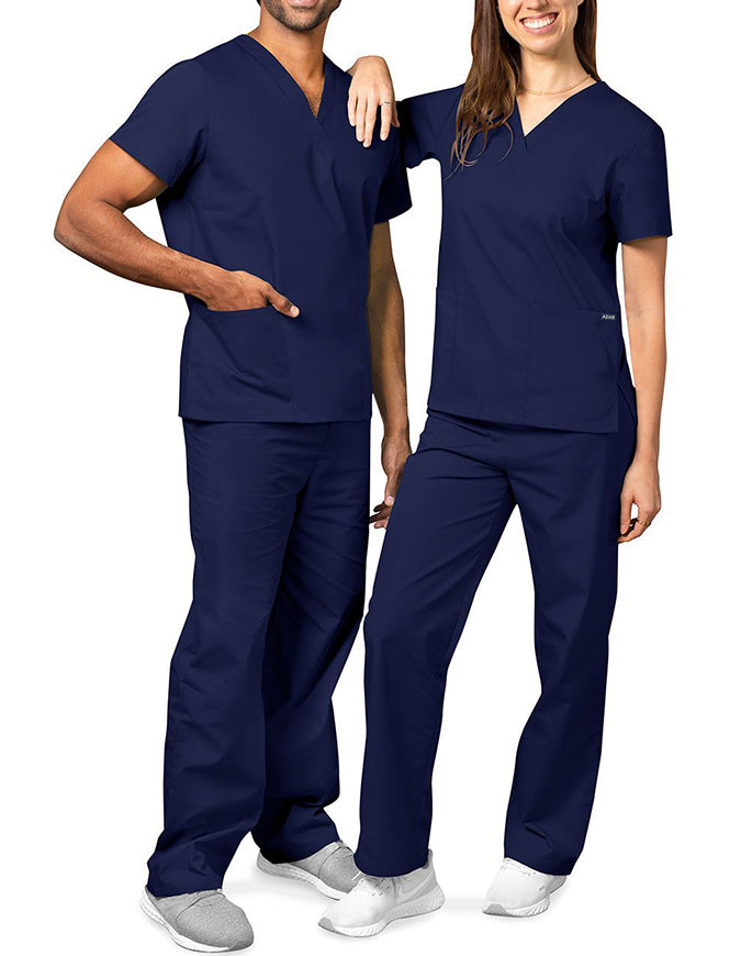 Adar Unisex V-neck Basic Scrub Set Navy