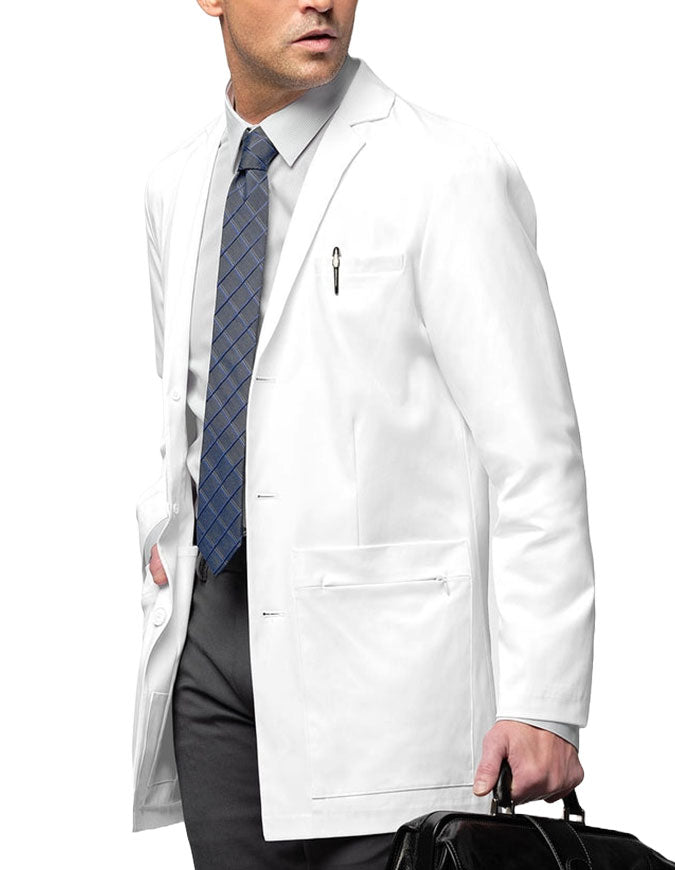 WonderWink Slate Men's Welt Pocket Lab Coat White