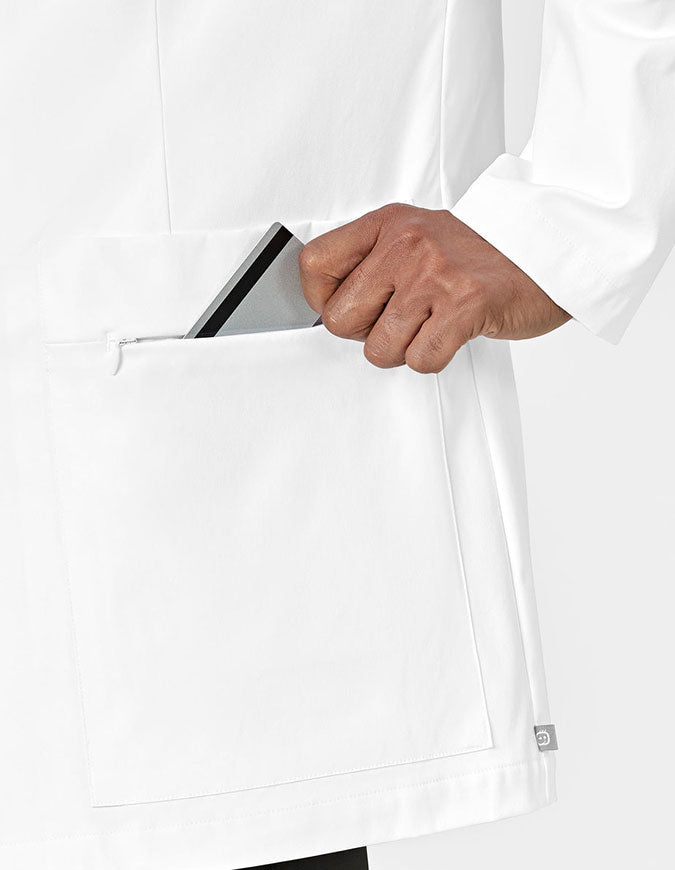 WonderWink Slate Men's Welt Pocket Lab Coat White