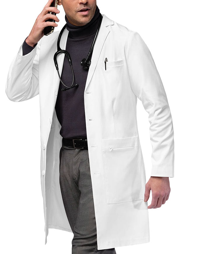 WonderWink Slate Men's Welt Pocket Lab Coat White