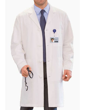 Meta Mens Knot Button iPad 40 Inches 100% Cotton Labcoat - White