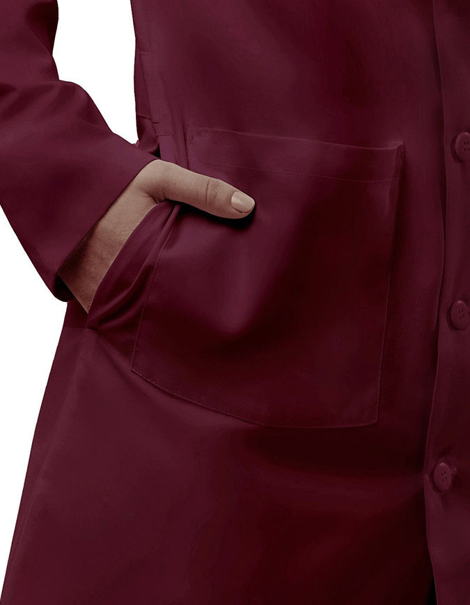 Adar 39 Inch Unisex Inner Pocket Lab Coat - Burgundy