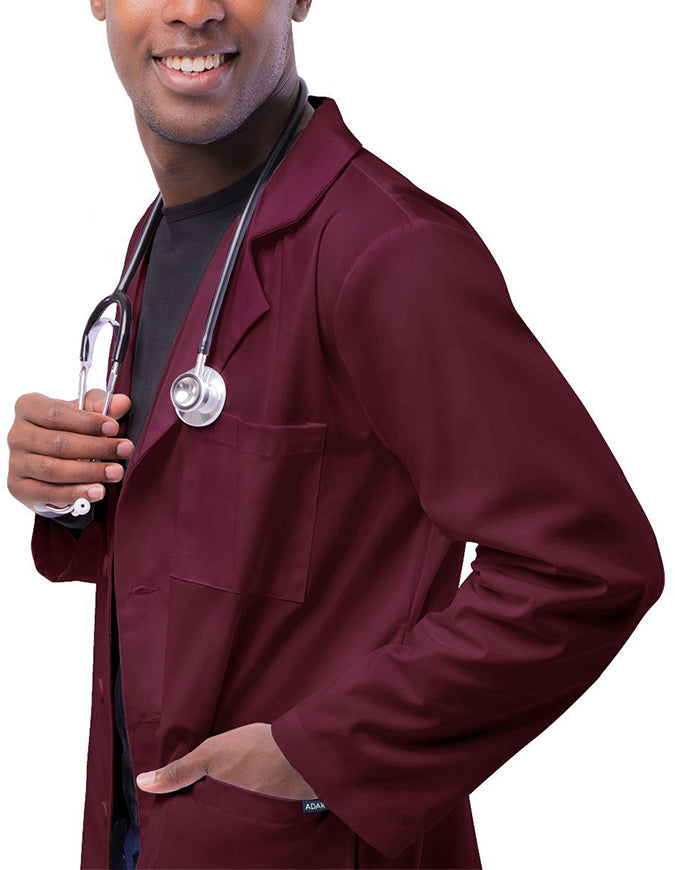 Adar 39 Inch Unisex Inner Pocket Lab Coat - Burgundy