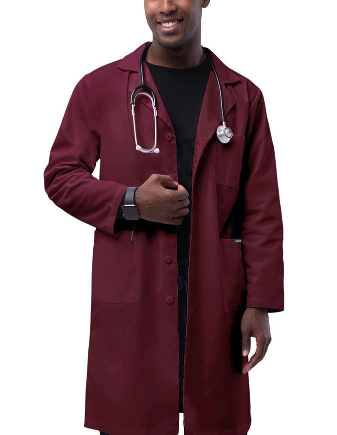 Adar 39 Inch Unisex Inner Pocket Lab Coat - Burgundy