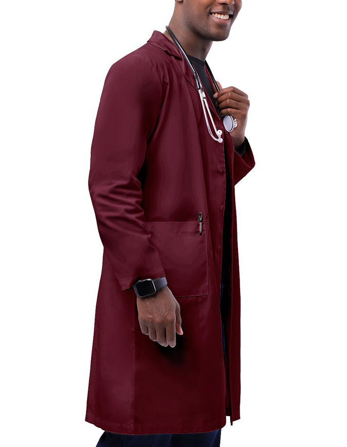 Adar 39 Inch Unisex Inner Pocket Lab Coat - Burgundy