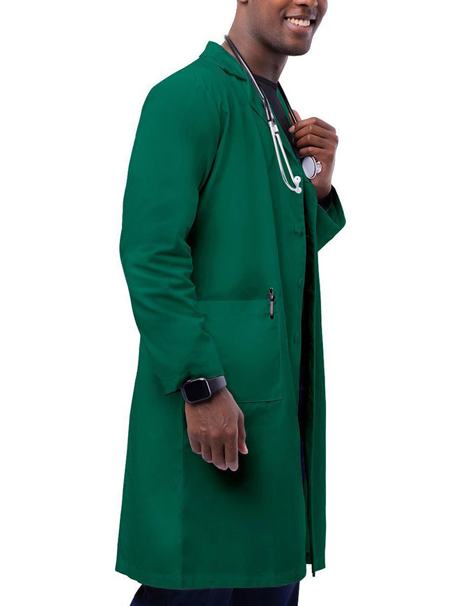 Adar 39 Inch Unisex Inner Pocket Lab Coat - Hunter green