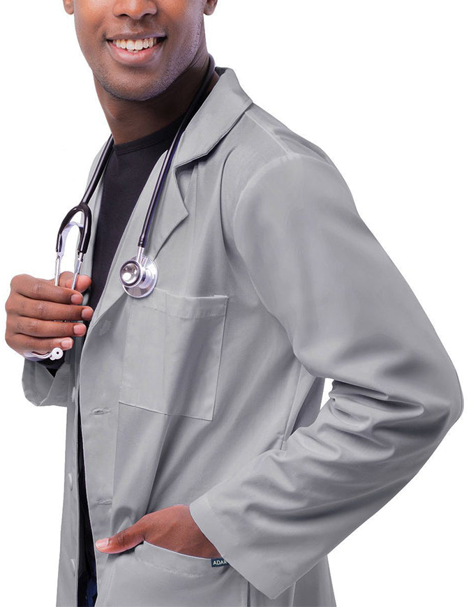 Adar 39 Inch Unisex Inner Pocket Lab Coat - Silver Gray